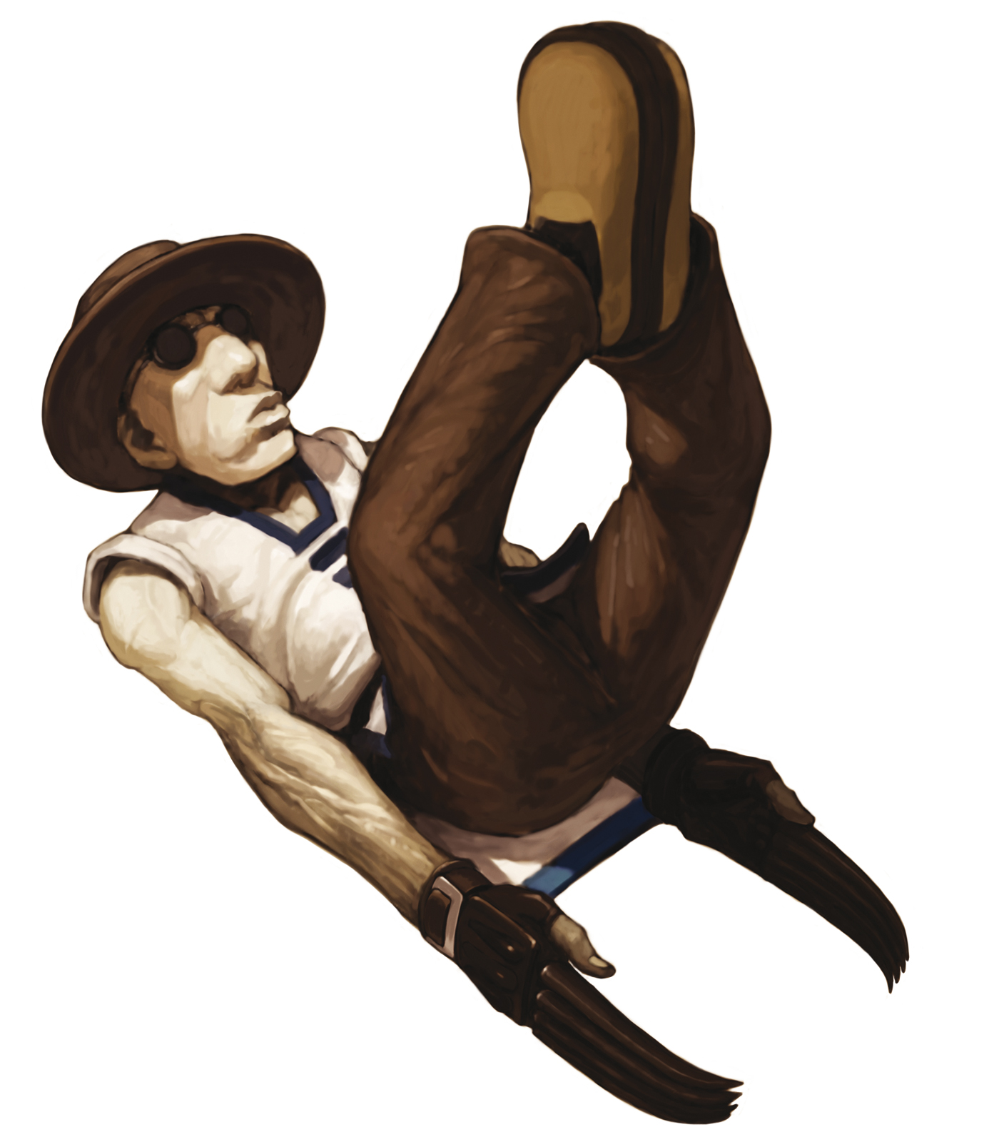 nona, bounge choi, choi bounge, snk, svc chaos, the king of fighters, highres, official art, 1boy, claw (weapon), hat, male focus, solo, sunglasses, weapon