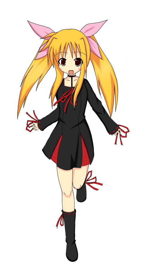 fate testarossa, lyrical nanoha, mahou shoujo lyrical nanoha, 00s, blonde hair, hair ribbon, ribbon, solo, twintails