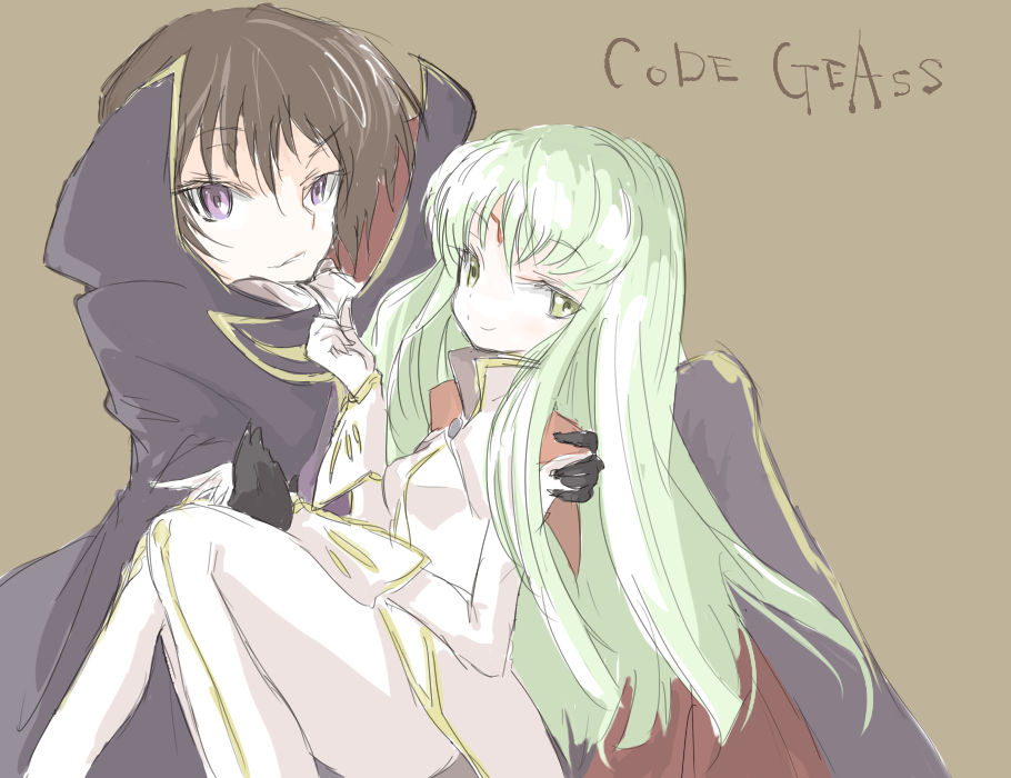 maromi (am97), maromi (artist), c.c., lelouch vi britannia, zero (code geass), code geass, bad id, bad pixiv id, 00s, carrying, green hair, long hair