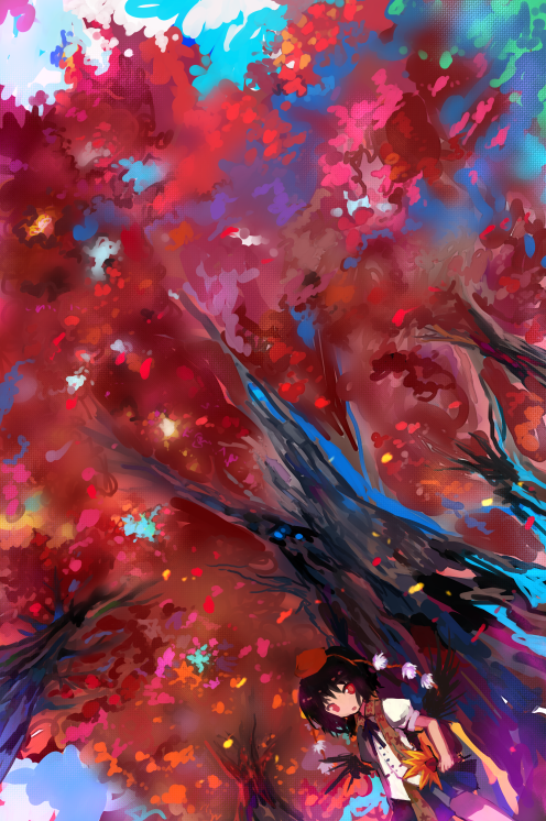 tsuchiya akira, shameimaru aya, touhou, bad id, bad pixiv id, 1girl, black hair, black wings, expressionless, female focus, hat, insomnia, leaf, looking at viewer, notebook, open mouth, ribbon, short hair, solo, tree, wings