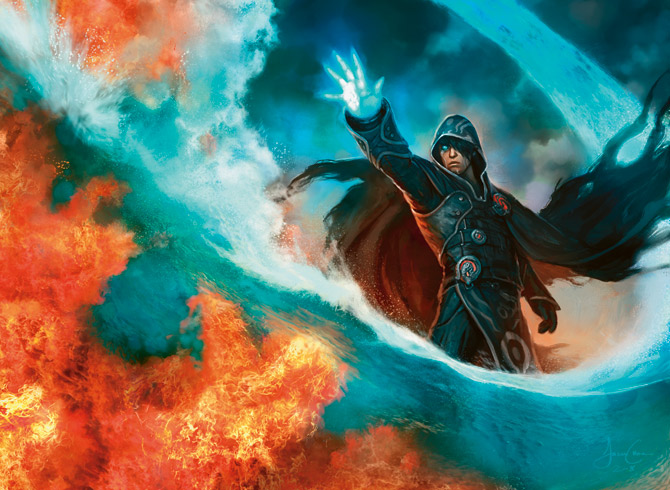 jace beleren, magic: the gathering, official art, tagme, counterspell, fire, magic, water, wizard