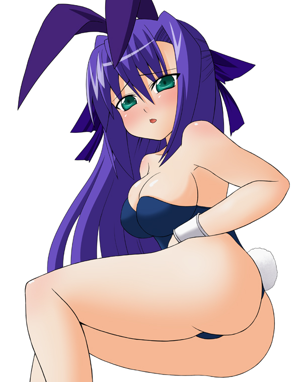 sawa (artist), sawa (snack yoshie), ginga nakajima, lyrical nanoha, mahou shoujo lyrical nanoha, mahou shoujo lyrical nanoha strikers, 00s, 1girl, animal ears, ass, bare legs, breasts, fake animal ears, female focus, large breasts, leotard, playboy bunny, rabbit ears, solo, thong leotard