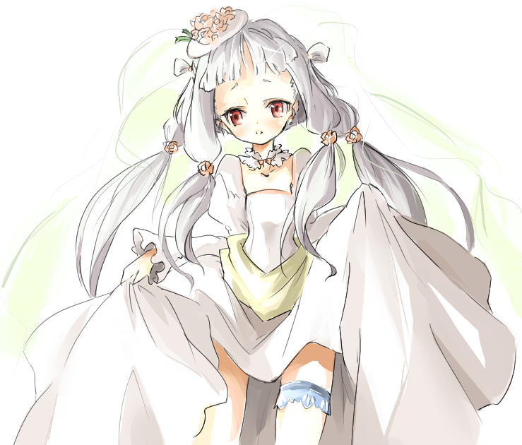 maromi (am97), tianzi, code geass, silver hair, bad id, bad pixiv id, 00s, bridal veil, bride, dress, red eyes, solo, veil, wedding dress