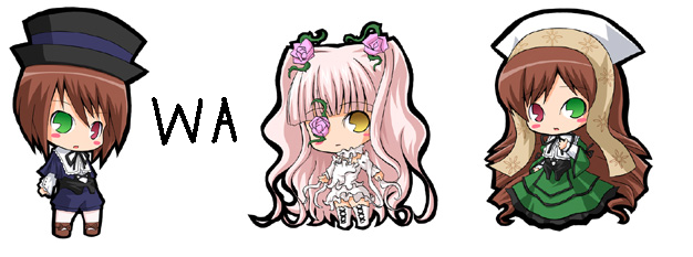 suntail, kirakishou, souseiseki, suiseiseki, death note, rozen maiden, desu, 00s, 3girls, bow, brown hair, flower, hat, headscarf, heterochromia, multiple girls, pantyhose, pun, rose, siblings, sisters, top hat, twins, white headscarf, white pantyhose, yellow eyes