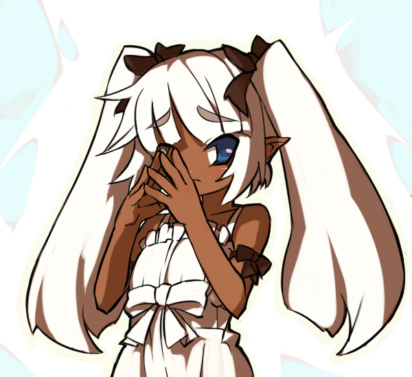 itsukia, original, bad id, bad pixiv id, tagme, blue eyes, dark-skinned female, dark skin, solo, white hair
