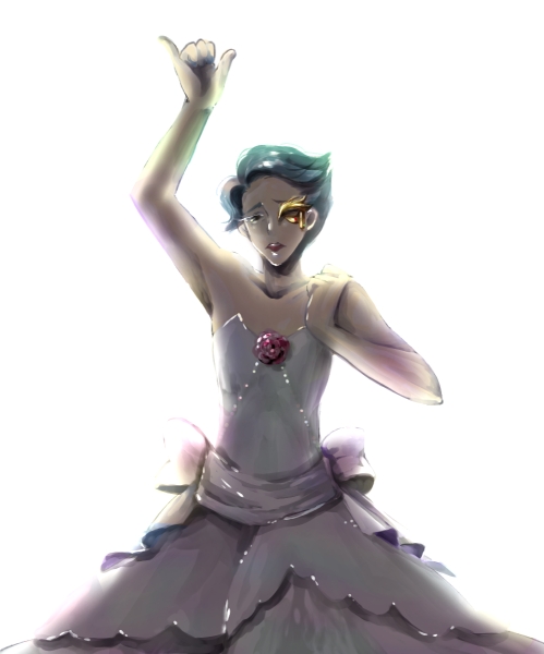 jeremiah gottwald, tianzi, code geass, cosplay, crossdressing, crossdressing (mtf), dress, fabulous, male focus, parody, pinky out, solo, wedding dress, what