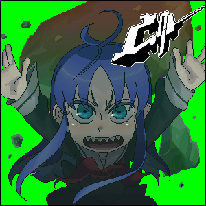 hoshi kubi, lowres, 1girl, blue hair, borrowed character, female focus, oekaki, school uniform, serafuku, solo