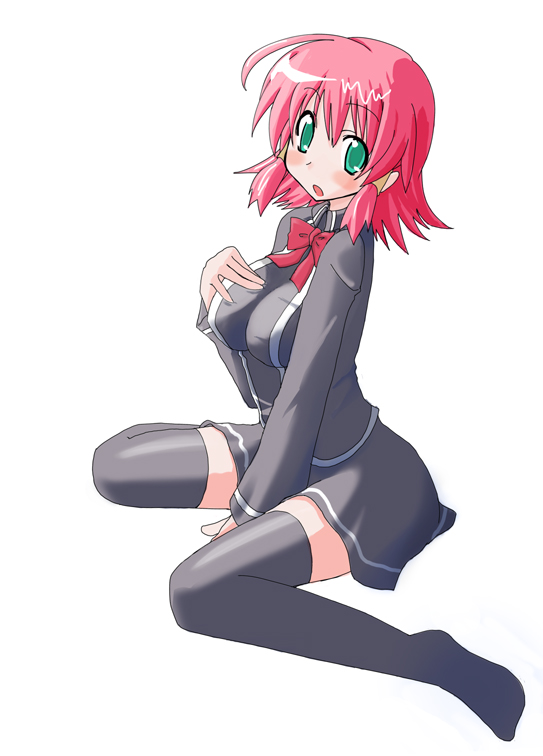 hottan!, ruquia, quiz magic academy, tagme, green eyes, red hair, short hair, solo, thighhighs