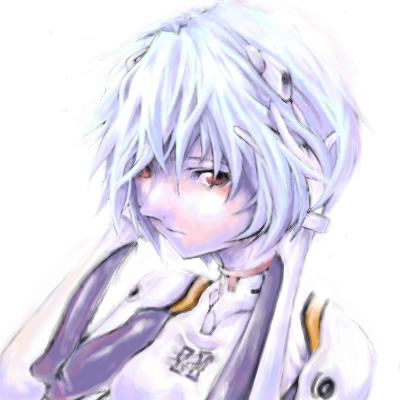 ayanami rei, neon genesis evangelion, lowres, blue hair, interface headset (evangelion), mecha pilot suit, pale skin, plugsuit (evangelion), red eyes, short hair, solo