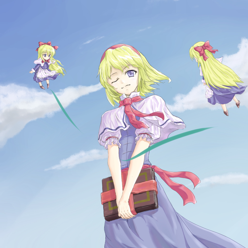 takkan, alice margatroid, touhou, 1girl, blonde hair, book, doll, female focus, short hair, solo