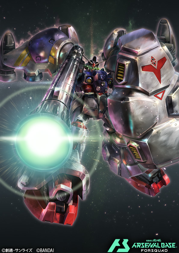 gundam gp-02 physalis, bandai, gundam, gundam 0083, gundam arsenal base, artist request, beam cannon, copyright notice, damaged, debris, dirty, earth federation, energy, firing, glowing, logo, machinery, mecha, mecha focus, mobile suit, nebula, no humans, realistic, robot, science fiction, shield, space, star (sky), title, v-fin, zero gravity