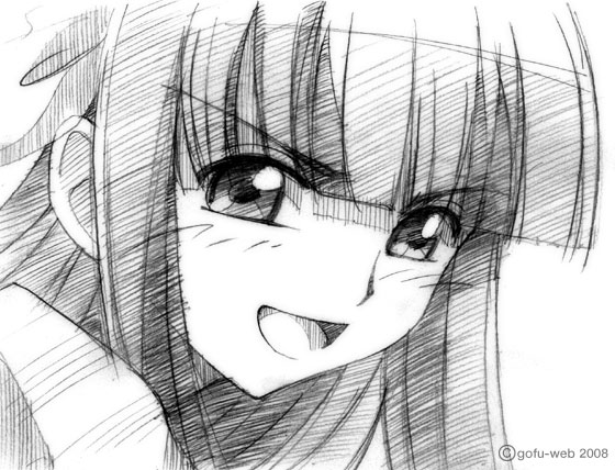 gofu, fubuki (kamen no maid guy), kamen no maid guy, traditional media, 00s, greyscale, monochrome, sketch, solo