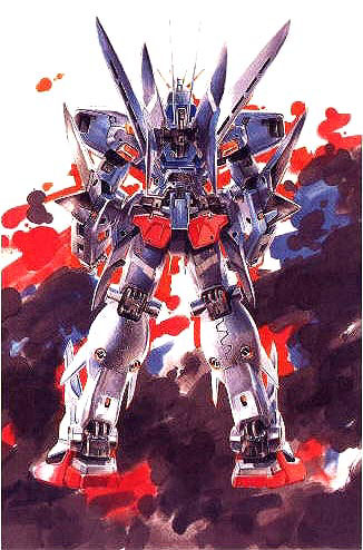 katoki hajime, gaia gear, gundam, lowres, armor, helmet, machinery, mecha, no humans, robot, weapon