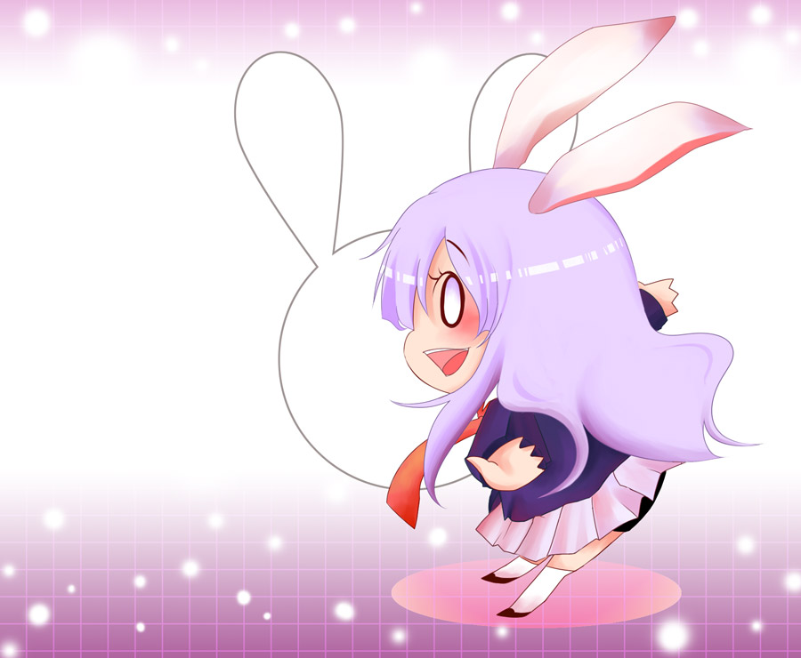 yagami otoya, reisen udongein inaba, touhou, bad id, bad pixiv id, 1girl, animal ears, chibi, female focus, necktie, purple hair, rabbit ears, red necktie, solo