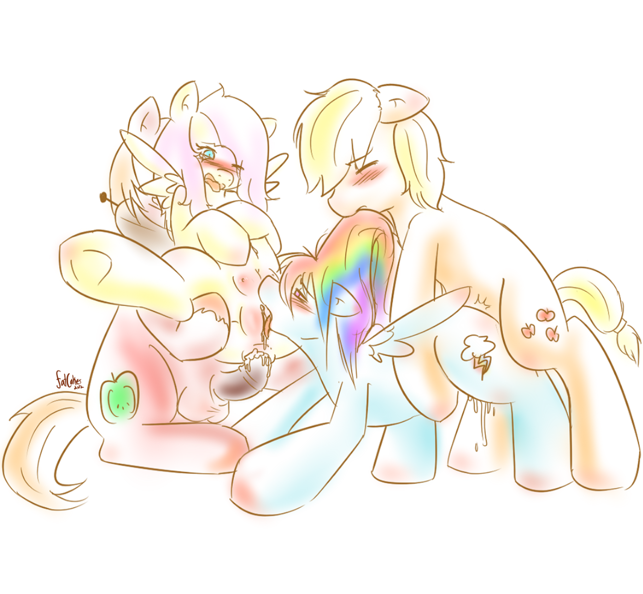 Rule34 – If it exists, there is porn of it / mrfatcakes, applejack (mlp), big macintosh (mlp), fluttershy (mlp), rainbow dash (mlp) / 72093