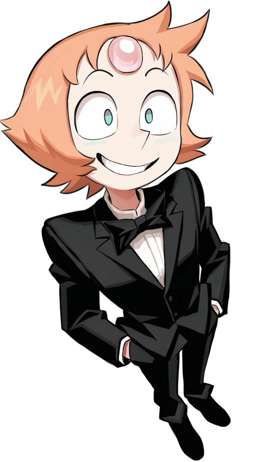 pearl (steven universe), steven universe, commentary, 1girl, fawken, forehead jewel, full body, gem, gem (steven universe), grin, looking at viewer, orange hair, pearl (species) (steven universe), shirt, short hair, simple background, smile, solo