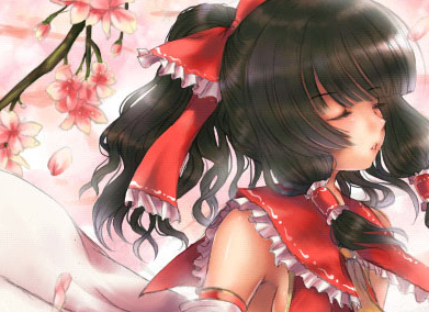 hakurei reimu, touhou, lowres, 1girl, female focus, japanese clothes, miko, ribbon, solo, upper body