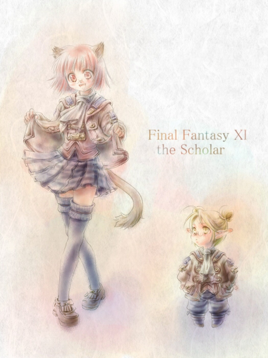mithra (ff11), final fantasy, final fantasy xi, 00s, 1girl, androgynous, animal ears, cat ears, tarutaru, thighhighs
