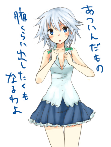 miya (tsumazukanai), izayoi sakuya, touhou, silver hair, lowres, translation request, 1girl, braid, casual, female focus, short hair, solo, twin braids