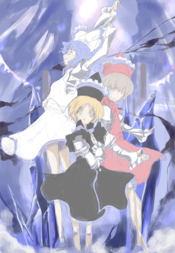 yohane, lunasa prismriver, lyrica prismriver, merlin prismriver, touhou, 3girls, female focus, multiple girls, siblings, sisters
