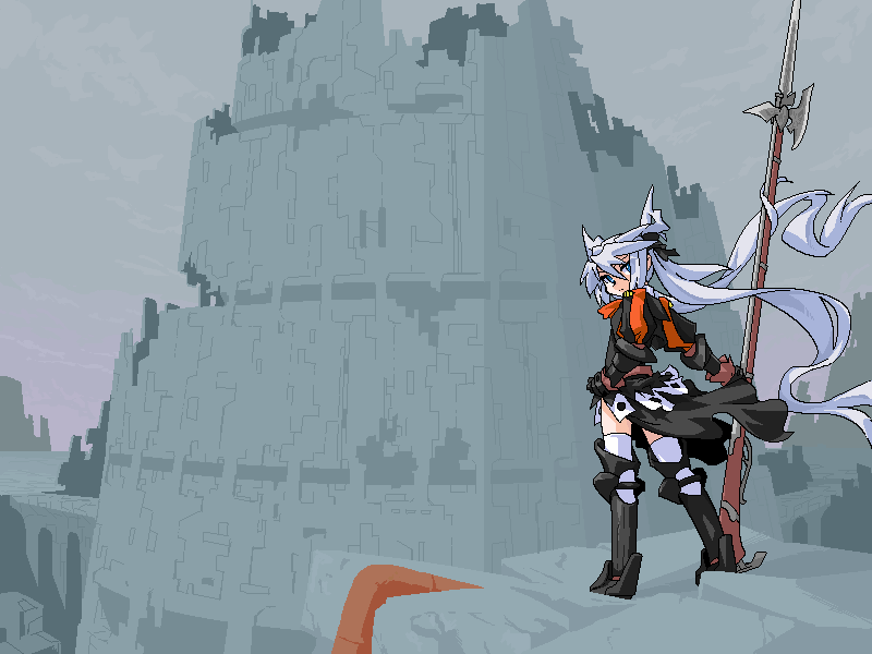 mof, mof's silver haired twintailed girl, original, tagme, long hair, oekaki, solo, twintails