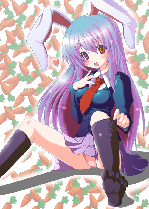reisen udongein inaba, touhou, 1girl, animal ears, breasts, female focus, long hair, panties, purple hair, rabbit ears, skirt, solo, underwear