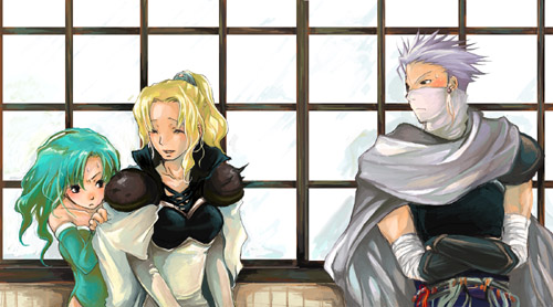 edward geraldine, rosa farrell, rydia (adult) (ff4), rydia (ff4), final fantasy, final fantasy iv, lowres, 1990s (style), blonde hair, green hair, retro artstyle