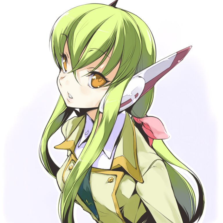 c.c., code geass, 00s, 1girl, female focus, robot ears, school uniform, serafuku, solo
