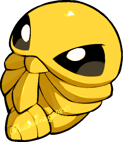 kawaanago, kakuna, nintendo, pokemon, lowres, artist name, chibi, gen 1 pokemon, no humans, pokemon (creature), simple background, solo, transparent background, watermark