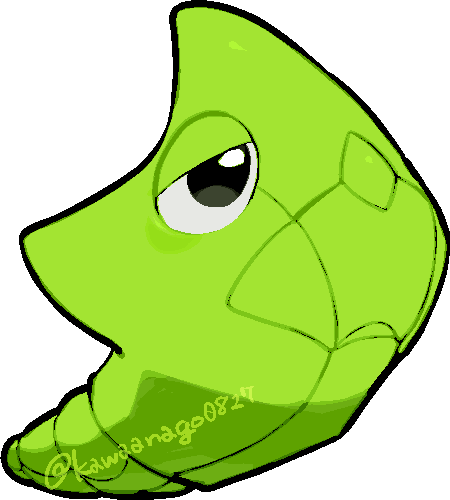kawaanago, metapod, nintendo, pokemon, lowres, artist name, chibi, gen 1 pokemon, no humans, pokemon (creature), simple background, solo, transparent background, watermark