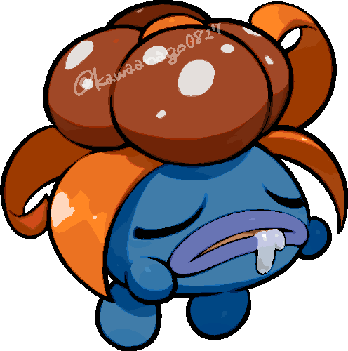kawaanago, gloom (pokemon), nintendo, pokemon, lowres, artist name, chibi, closed eyes, drooling, pokemon (creature), simple background, solo, transparent background, watermark