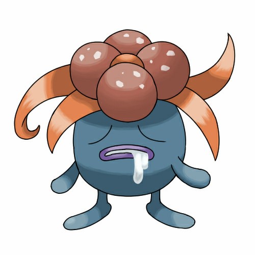 gloom (pokemon), nintendo, pokemon, lowres, closed eyes, danmakun h9o6, drooling, no humans, pokemon (creature), simple background, solo, white background