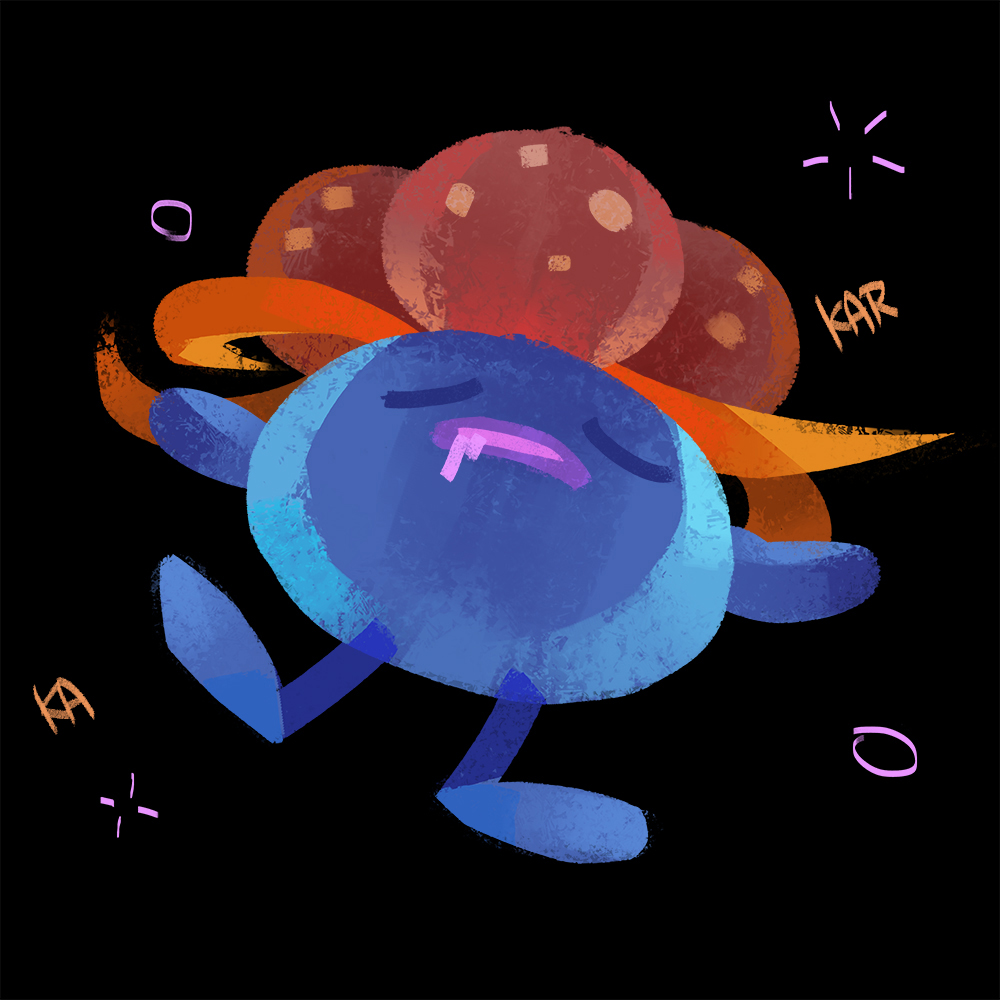 kaka cheung, gloom (pokemon), nintendo, pokemon, black background, closed eyes, drooling, no humans, pokemon (creature), simple background, solo