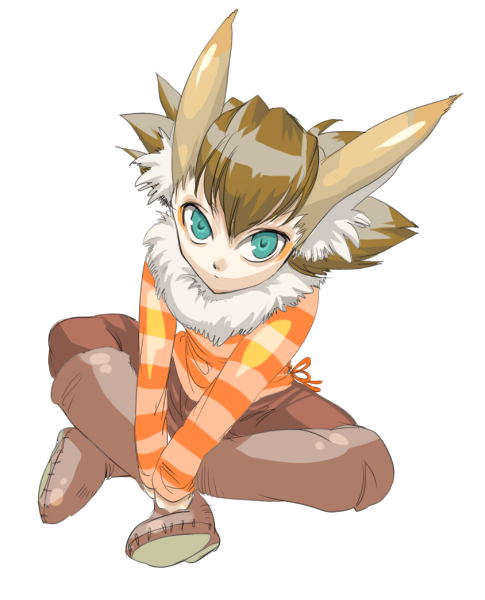tonco, striped, tagme, animal ears, green eyes, simple background, sitting, solo, white background
