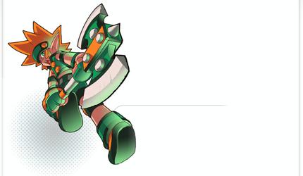 druid, ryan, grand chase, lowres, axe, elf, orange hair, pointy ears, weapon