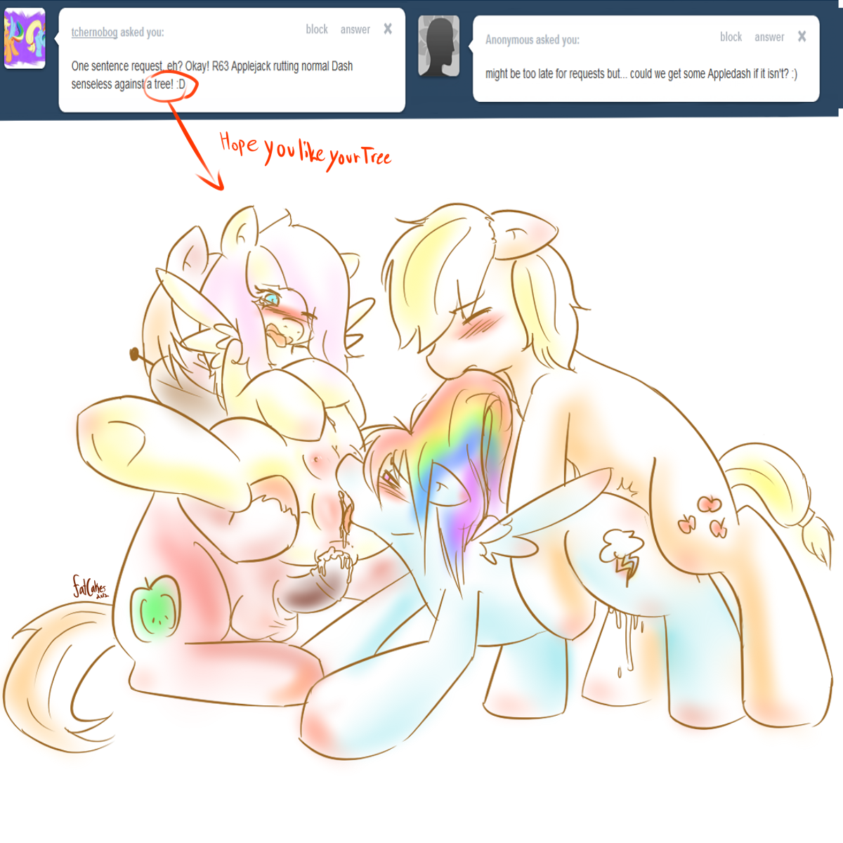 Rule34 – If it exists, there is porn of it / mrfatcakes, applejack (mlp), big macintosh, fluttershy (mlp), rainbow dash (mlp) / 73422