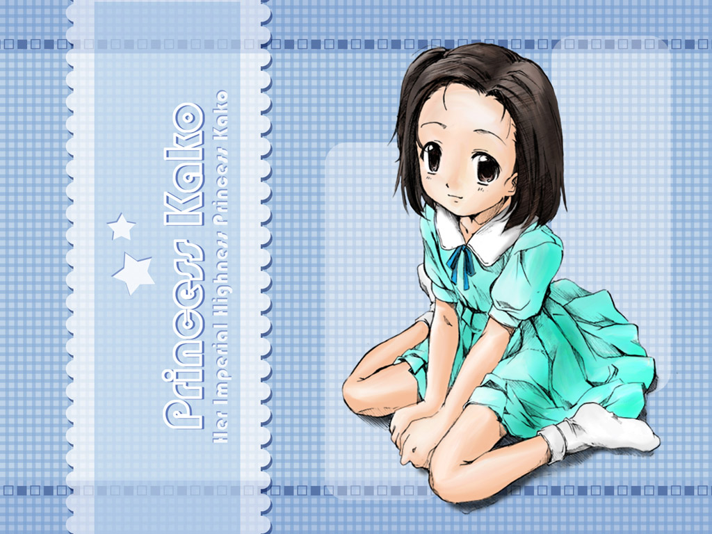 kako-hime, princess kako, real life, 1girl, animification, black hair, brown eyes, dress, female focus, real life insert, socks, solo