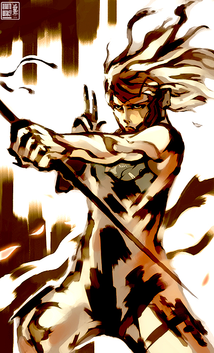 robert kim, raiden (metal gear), konami, metal gear (series), metal gear solid 4: guns of the patriots, 1boy, cyborg, male focus, solo, sword, weapon