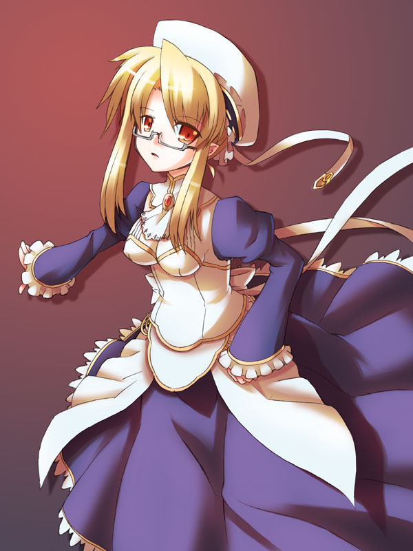 yukimura tsubame, shalon (yns), yukyuu no sharin, yuukyuu no sharin, 1girl, elf, female focus, glasses, hat, pointy ears, solo