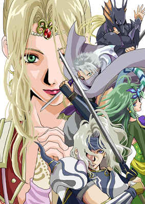 cain highwind, cecil harvey, edward geraldine, ninja (final fantasy), rosa farrell, rydia (adult) (ff4), rydia (ff4), final fantasy, final fantasy iv, lowres, 1990s (style), 2girls, 3boys, armor, blonde hair, blue eyes, cape, green eyes, green hair, multiple boys, multiple girls, ninja, retro artstyle, sword, weapon