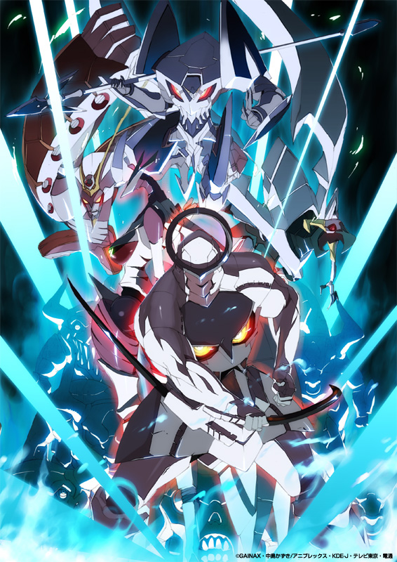 byakou, enki (gurren lagann), gember, sayrune, shuzack, tengen toppa gurren lagann, 00s, armor, gainaxtop, helmet, machinery, mecha, no humans, robot, weapon