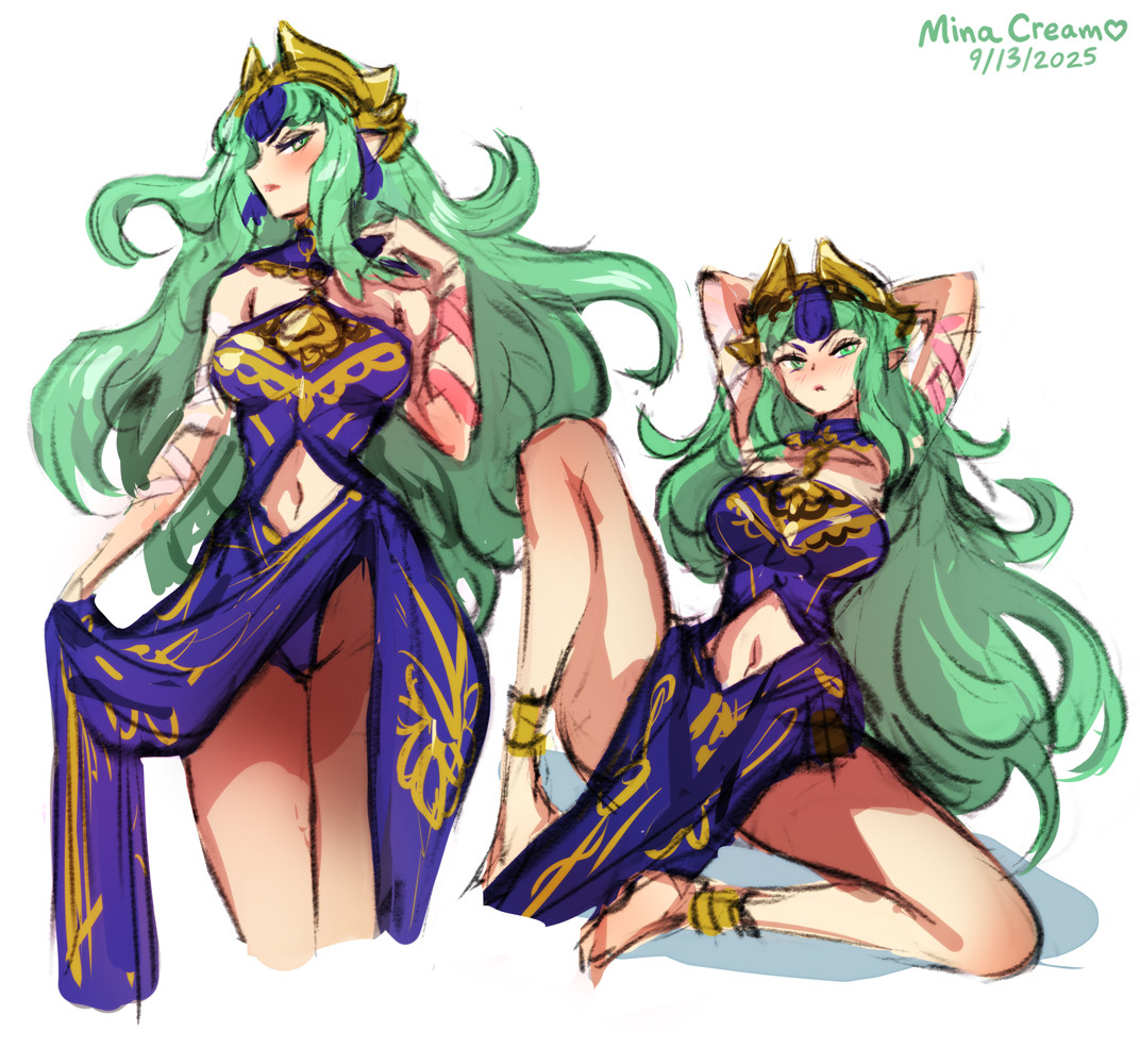 mina cream, sothis (adult) (fire emblem), sothis (fire emblem), fire emblem, fire emblem: fortune's weave, fire emblem: three houses, nintendo, tagme, arms up, flashing, panties, underwear