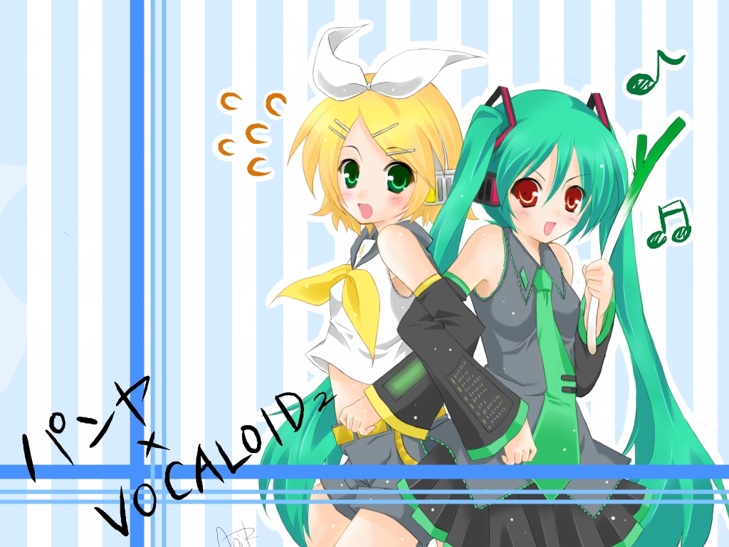 hana, hana (pangya), hatsune miku, kagamine rin, kooh (pangya), pangya, vocaloid, 2girls, aqua hair, cosplay, hatsune miku (cosplay), kagamine rin (cosplay), multiple girls, twintails