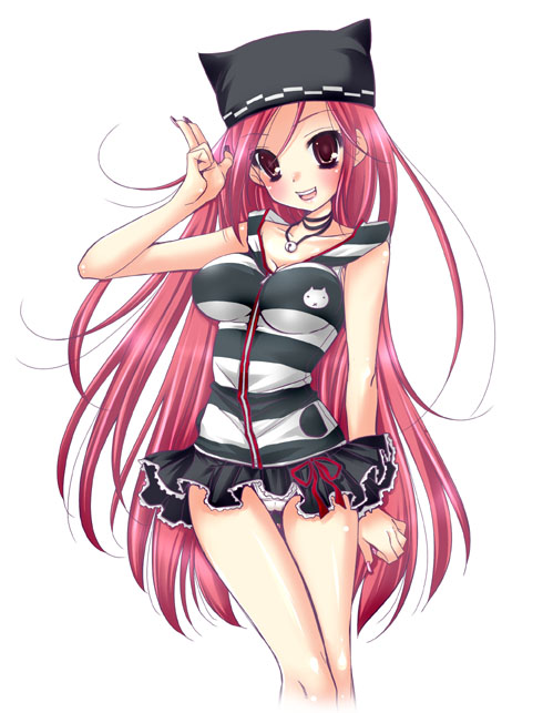 koari, lucia, lucia (pangya), pangya, bad id, bad pixiv id, 1girl, blush, female focus, hat, long hair, pink eyes, pink hair, pirate, solo