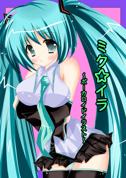 hatsune miku, vocaloid, 1girl, female focus, panties, solo, thighhighs, twintails, underwear, zettai ryouiki