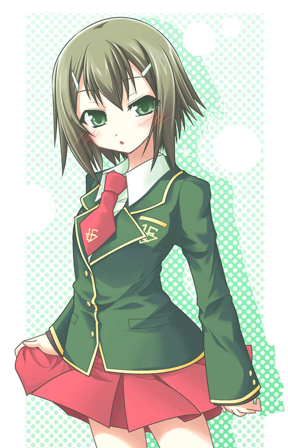 ndemotte, kinoshita hideyoshi, baka to test to shoukanjuu, blazer, fumizuki academy school uniform, green eyes, hair ornament, hairclip, jacket, male focus, school uniform, solo, trap