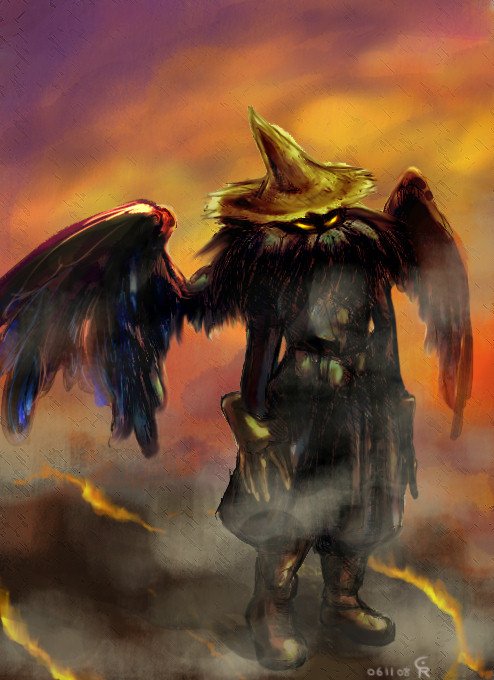 black mage (final fantasy), black waltz, final fantasy, final fantasy ix, 00s, 1boy, boots, gloves, hat, male focus, solo, wings