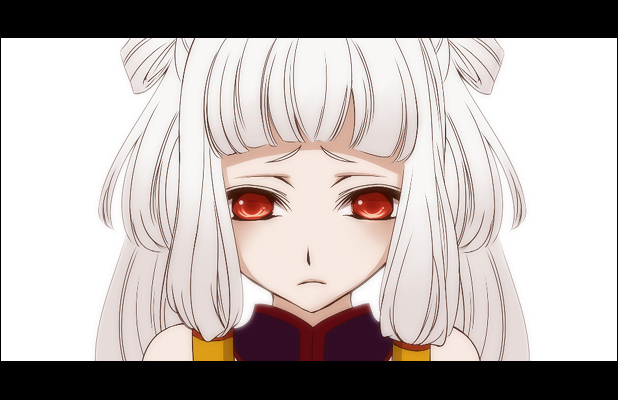 tianzi, code geass, 00s, albino, letterboxed, pale skin, red eyes, solo, white hair