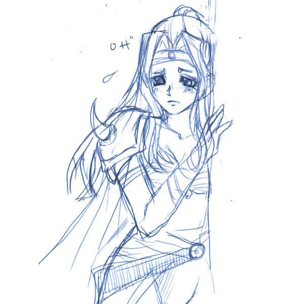 rosa farrell, final fantasy, final fantasy iv, tagme, 1990s (style), monochrome, retro artstyle, sketch, solo