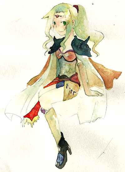 rosa farrell, final fantasy, final fantasy iv, 1990s (style), 1girl, blonde hair, female focus, full body, ponytail, solo